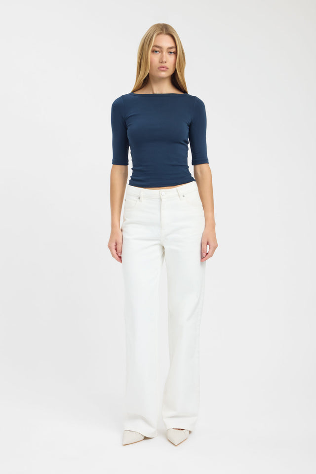 side Jac Top Kookai Fitted Boatneck Half sleeves Womens-Blouse 