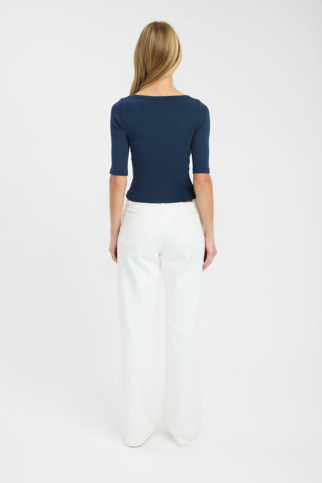 back Jac Top Kookai Fitted Boatneck Half sleeves Womens-Blouse 