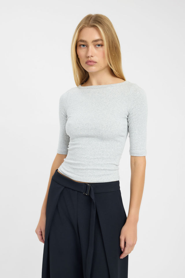 front Jac Top Kookai Fitted Boatneck Half sleeves Womens-Blouse 