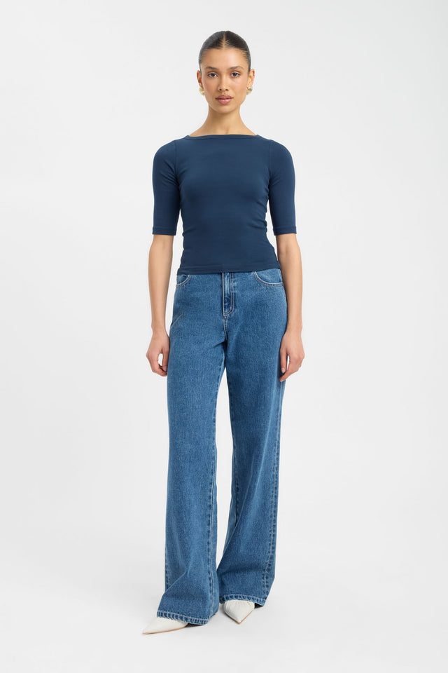 Jac Top Kookai Fitted Boatneck Half sleeves Womens-Blouse 