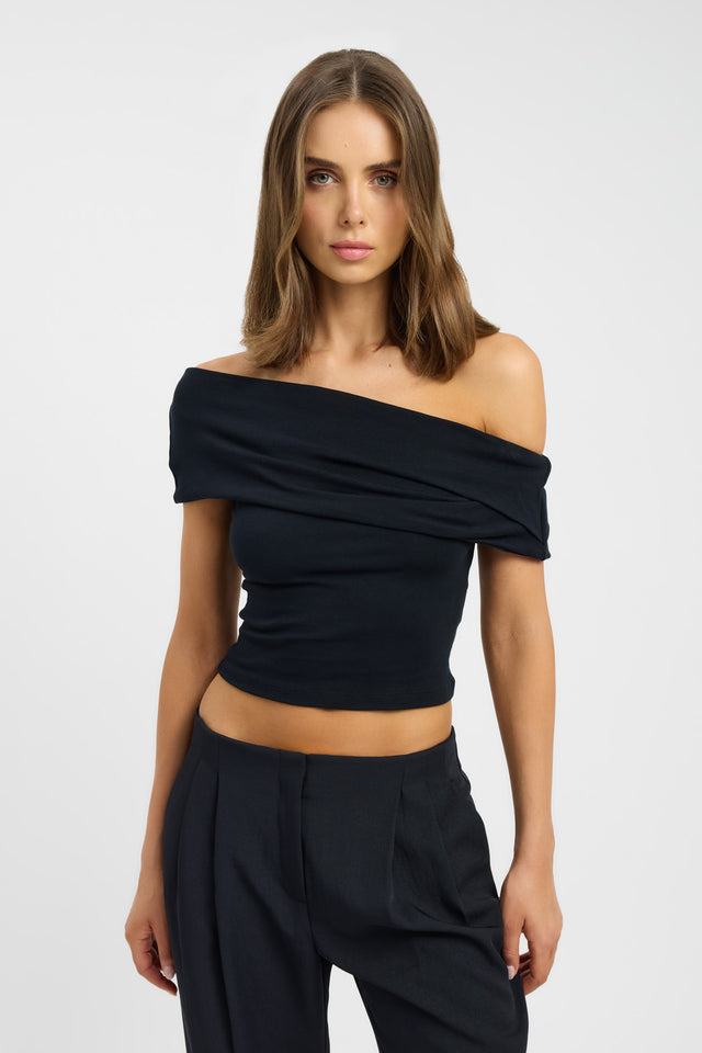 front Tori Top Kookai Fitted Asymmetry Short sleeves Womens-Blouse 