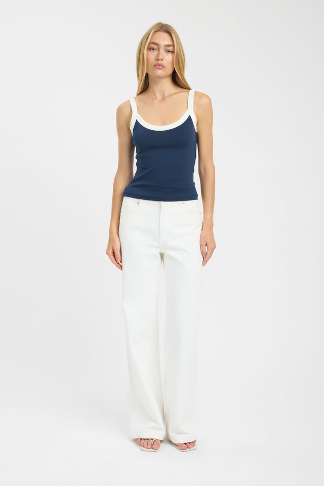 side Kosa Tank Kookai Fitted Scoopneck Sleeveless Womens-Blouse 