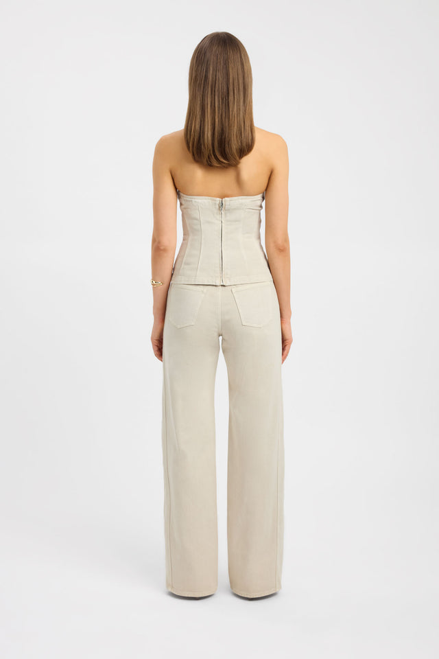 Crafted Piper Corset womens-blouse in beige featuring fitted shape and straight neckline back