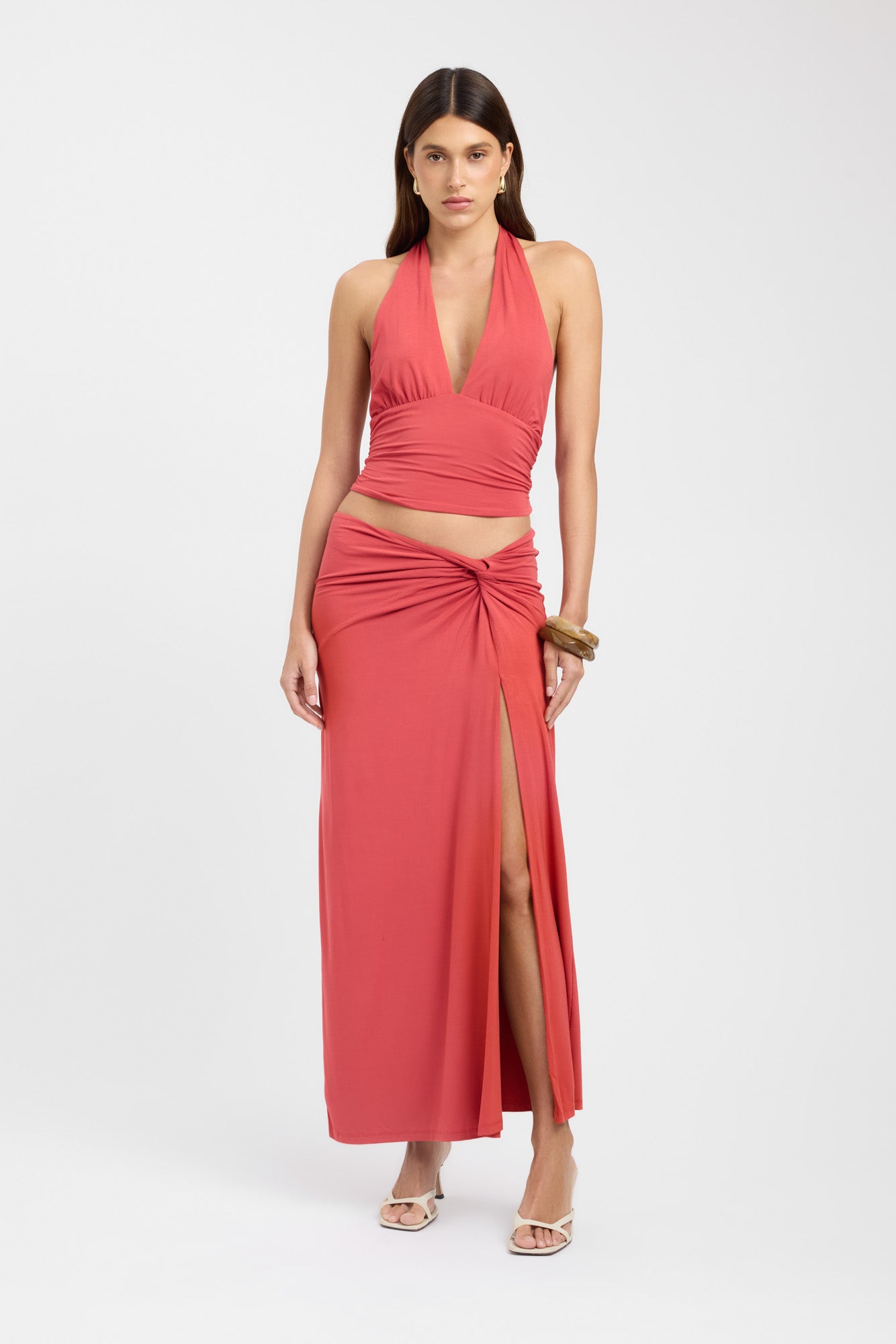 Maxi Coral Skort Pollie Wrap Maxi Skirt Coral – Peppermayo US
