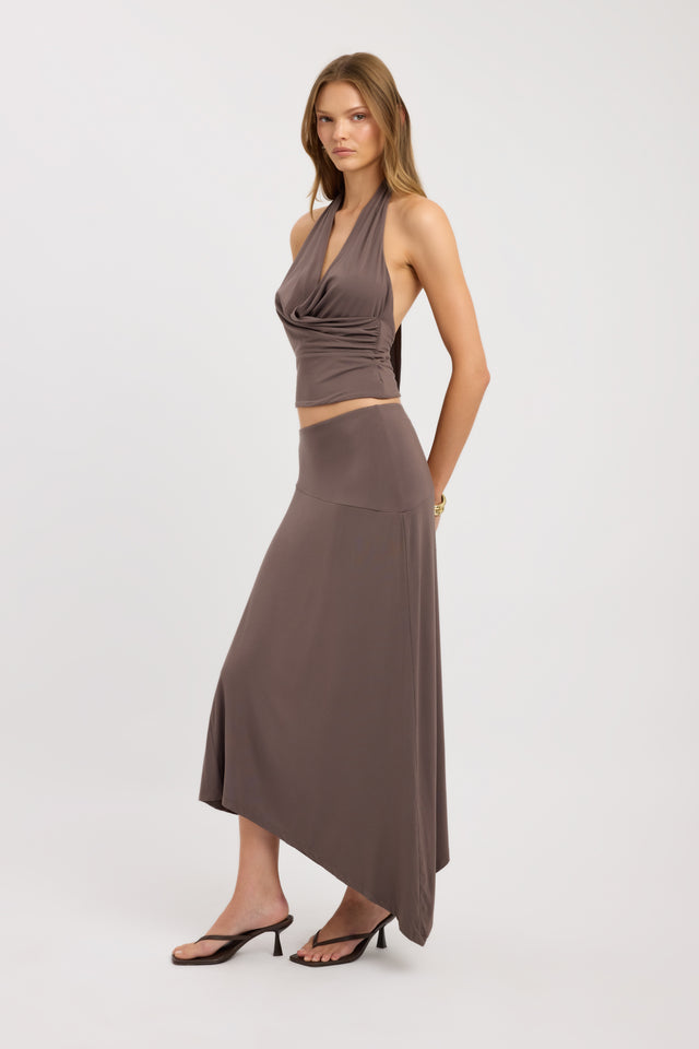 front Walker Halter Top Kookai Fitted Cowlneck Sleeveless Womens-Blouse 