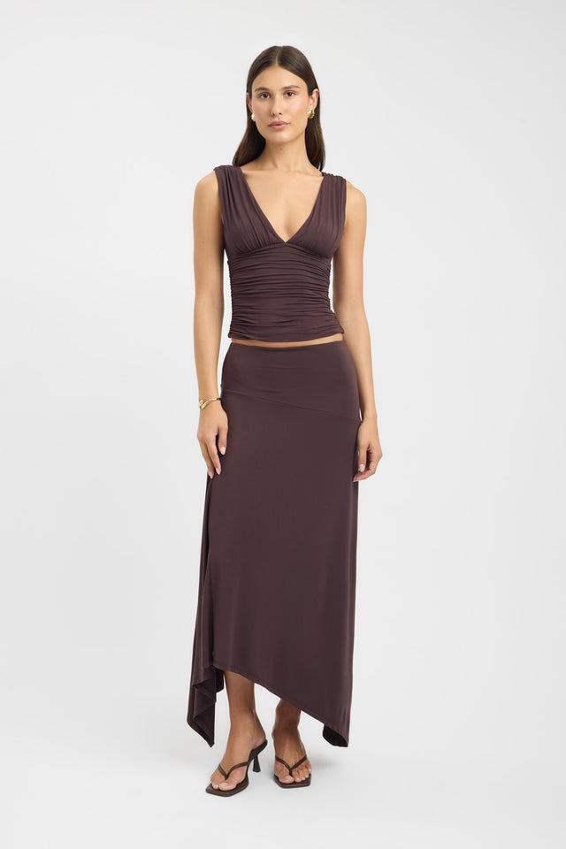 side Solis Top Kookai Fitted Plungeneck Sleeveless Womens-Blouse 