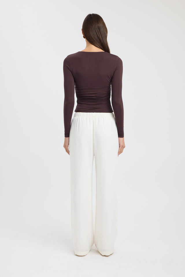 back Solis Long Sleeve Top Kookai Fitted Plungeneck Long sleeve Womens-Blouse 