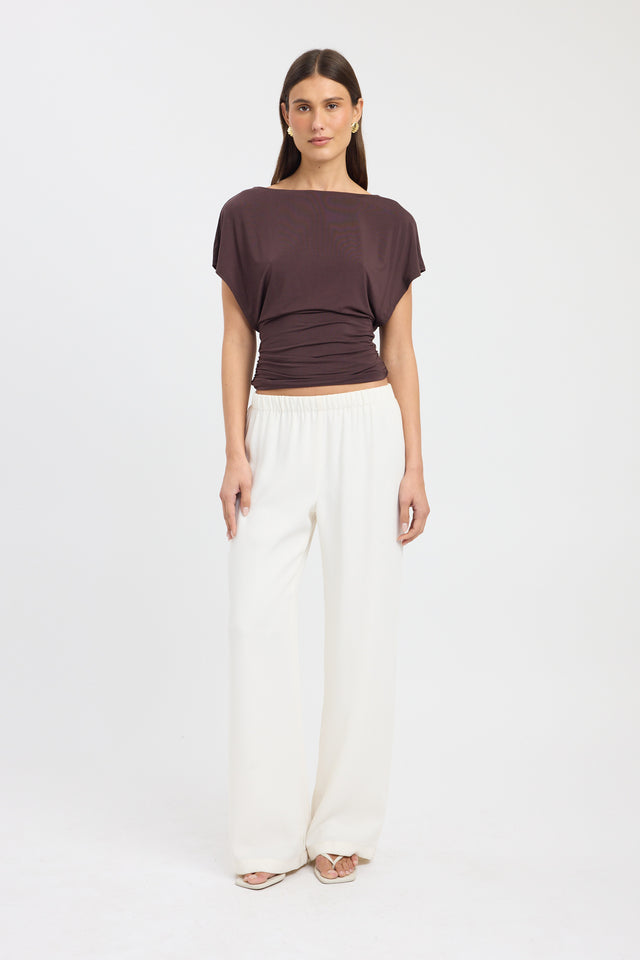 side Amaya Top Kookai Fitted Boatneck Short sleeves Womens-Blouse 