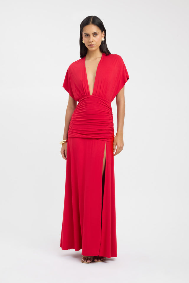side Kinsey Maxi Dress Kookai Bodycon Maxi Fitted Plungeneck womens-dresses 