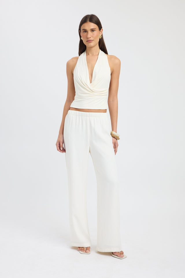 side Walker Halter Top Kookai Fitted Cowlneck Sleeveless Womens-Blouse 