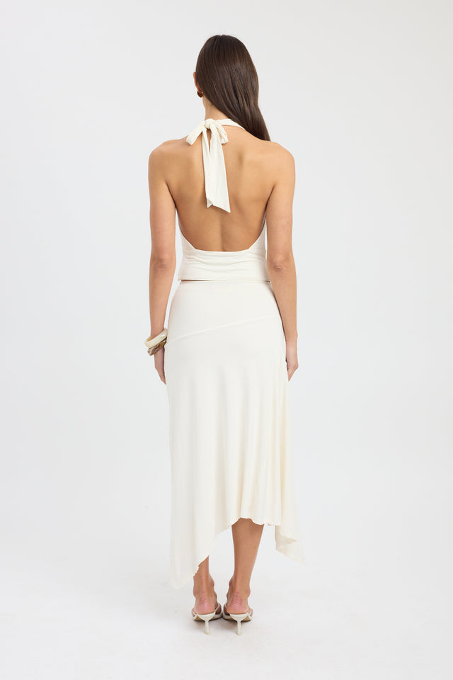 back Walker Halter Top Kookai Fitted Cowlneck Sleeveless Womens-Blouse 