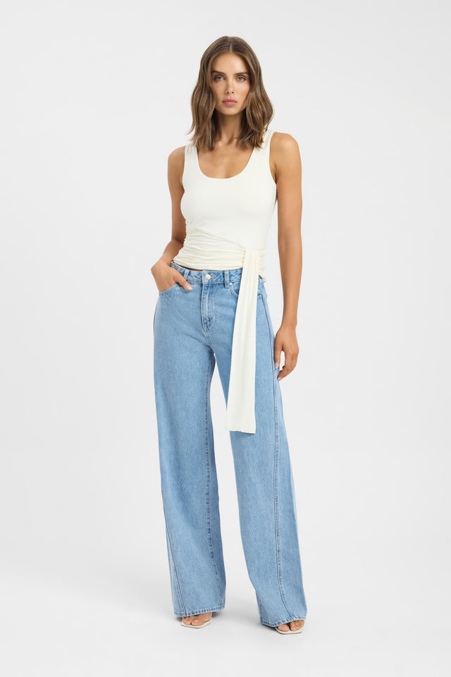 front Calissa Top Kookai Fitted Scoopneck Sleeveless Womens-Blouse 