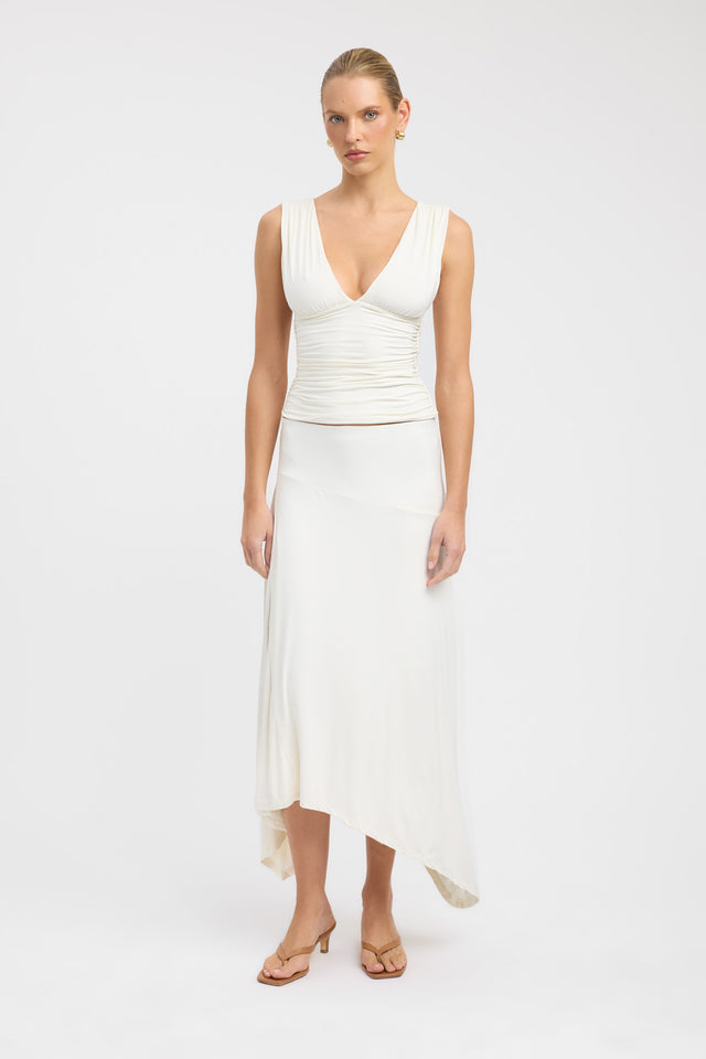 side Solis Top Kookai Fitted Plungeneck Sleeveless Womens-Blouse 