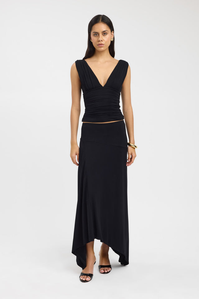 front Solis Top Kookai Fitted Plungeneck Sleeveless Womens-Blouse 