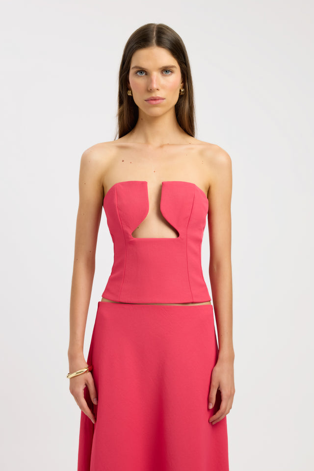 front Ariel Low Cut Top Kookai Fitted Plungeneck Sleeveless Womens-Blouse 