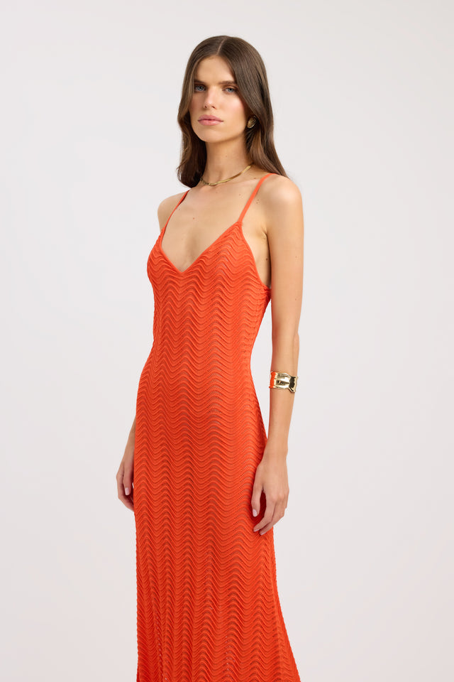 side Hamptons Maxi Dress Kookai Straight Maxi Fitted V-neck womens-dresses 