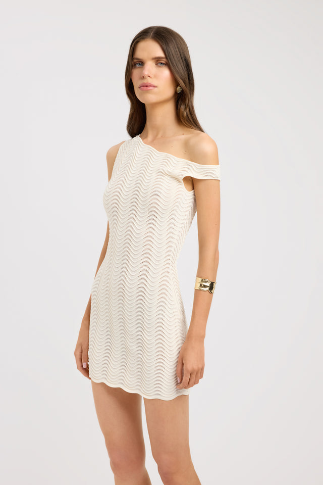 front Hamptons Mini Dress Kookai Bodycon Mini Fitted Asymmetry womens-dresses 