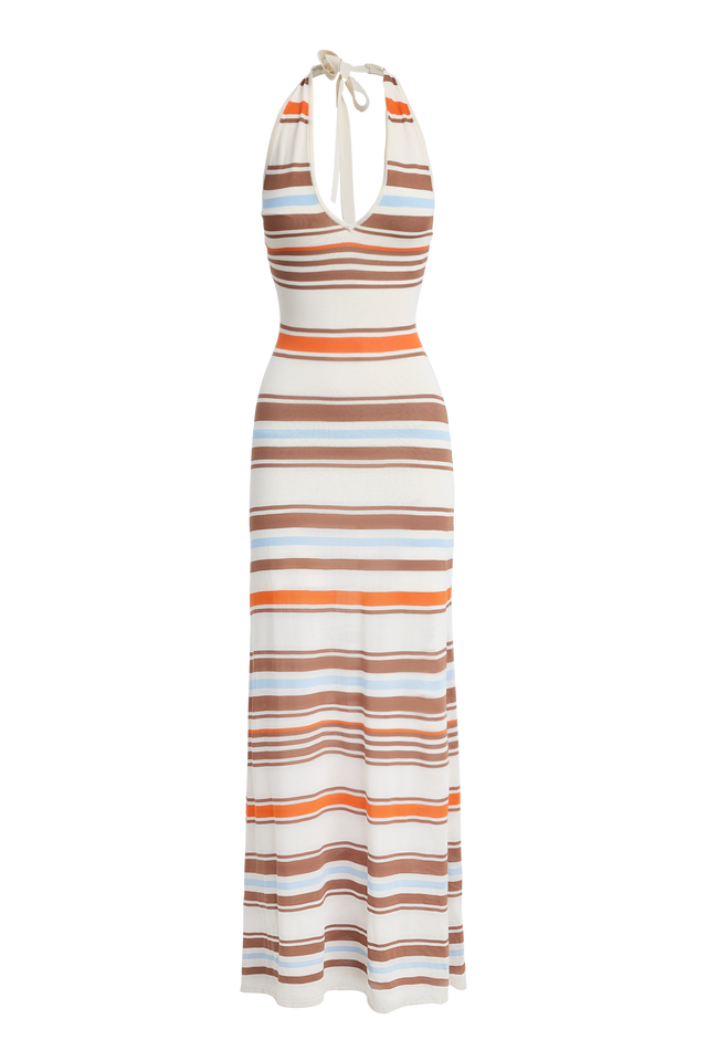 Skye Stripe Maxi Dress Kookai Straight Maxi Fitted Plungeneck womens-dresses 