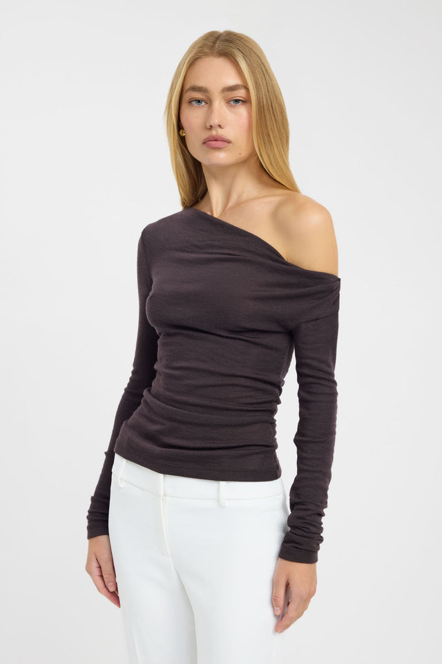 side Whistler Wool Top Kookai Fitted Asymmetry Long sleeve Womens-Blouse 
