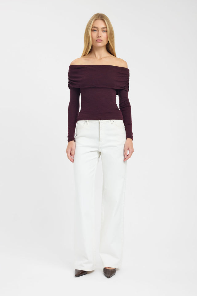 front Shiloh Fold Top Kookai Fitted Straight Long sleeve Womens-Blouse 
