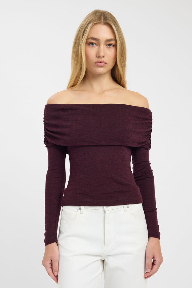 front Shiloh Fold Top Kookai Fitted Straight Long sleeve Womens-Blouse 