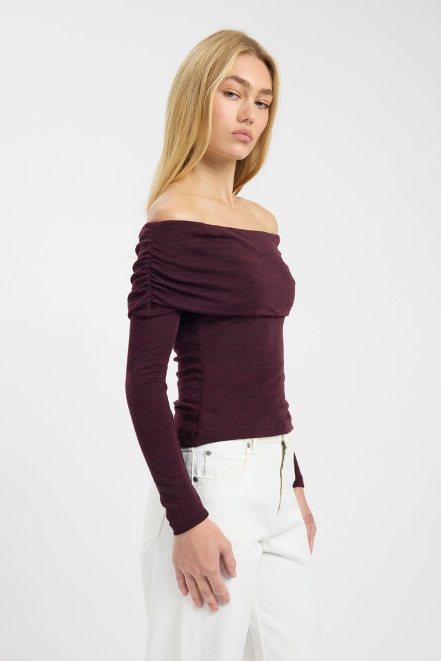 side Shiloh Fold Top Kookai Fitted Straight Long sleeve Womens-Blouse 