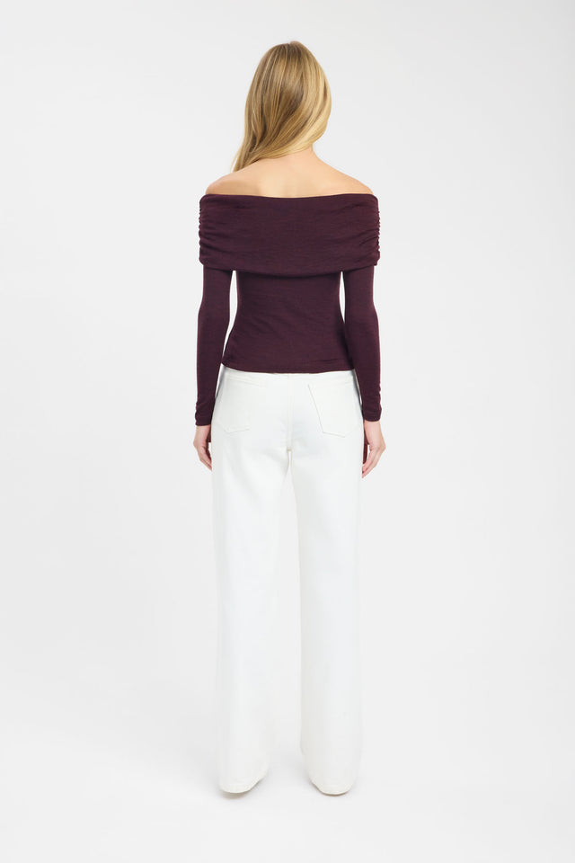back Shiloh Fold Top Kookai Fitted Straight Long sleeve Womens-Blouse 