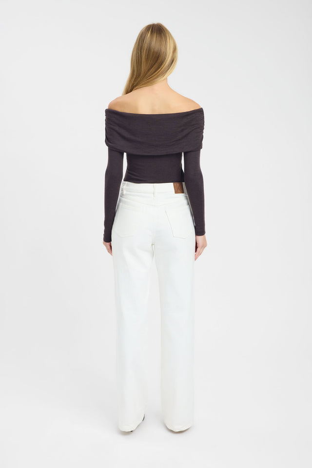 back Shiloh Fold Top Kookai Fitted Straight Long sleeve Womens-Blouse 