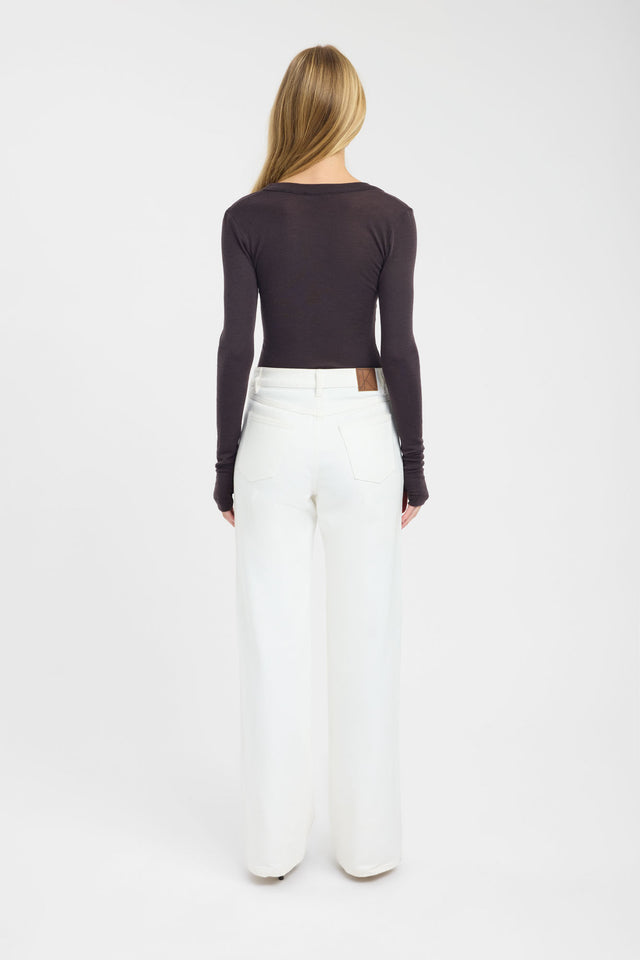 back Silas Wool Top Kookai Fitted Scoopneck Long sleeve Womens-Blouse 