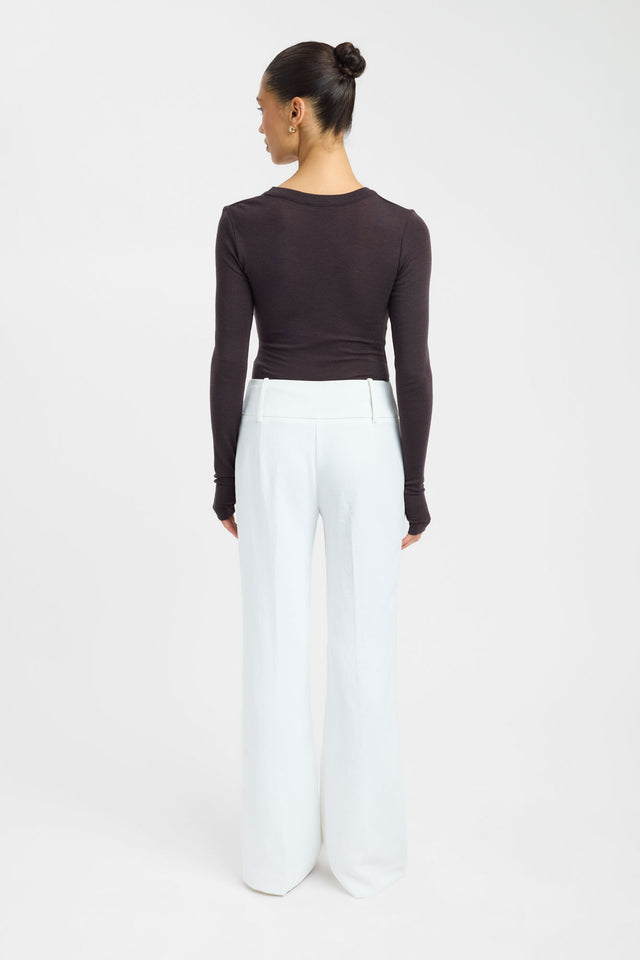 Silas Wool Top Kookai Fitted Scoopneck Long sleeve Womens-Blouse 