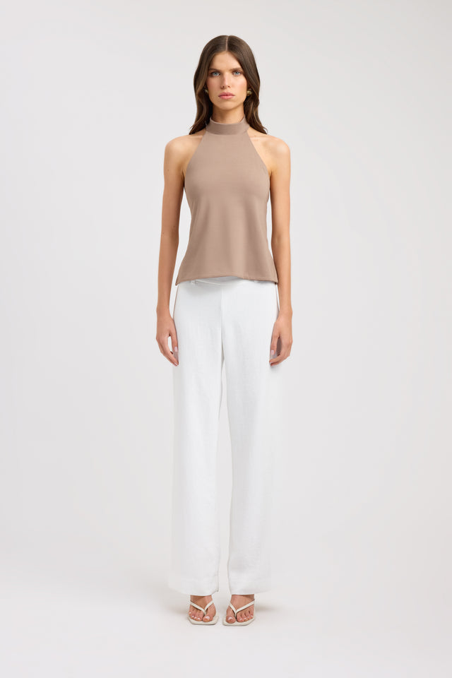 side Kaye Top Kookai Fitted Highneck Sleeveless Womens-Blouse 