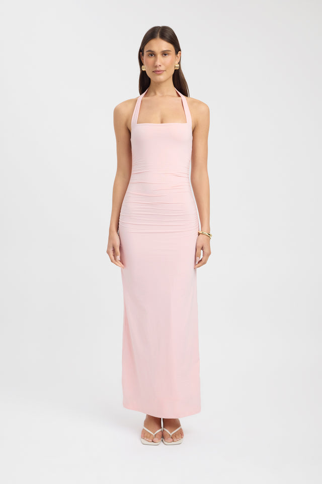 front Hailey Halter Dress Kookai Bodycon Maxi Fitted Squareneck black womens-dresses 