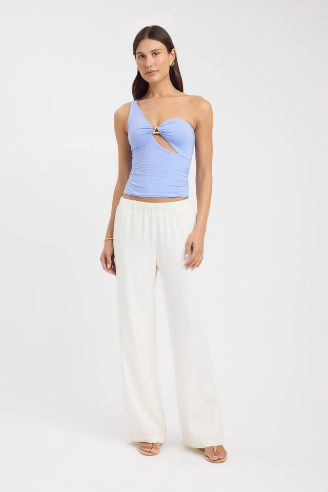 front Solene Top Kookai Fitted Asymmetry Sleeveless Womens-Blouse 