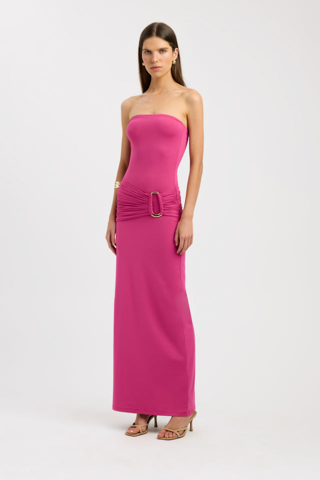 kookai pink midi dress Kookai Women's Short-Sleeved A-Line Midi Dress Blue Pink V-Neck Sz 36/ US 4