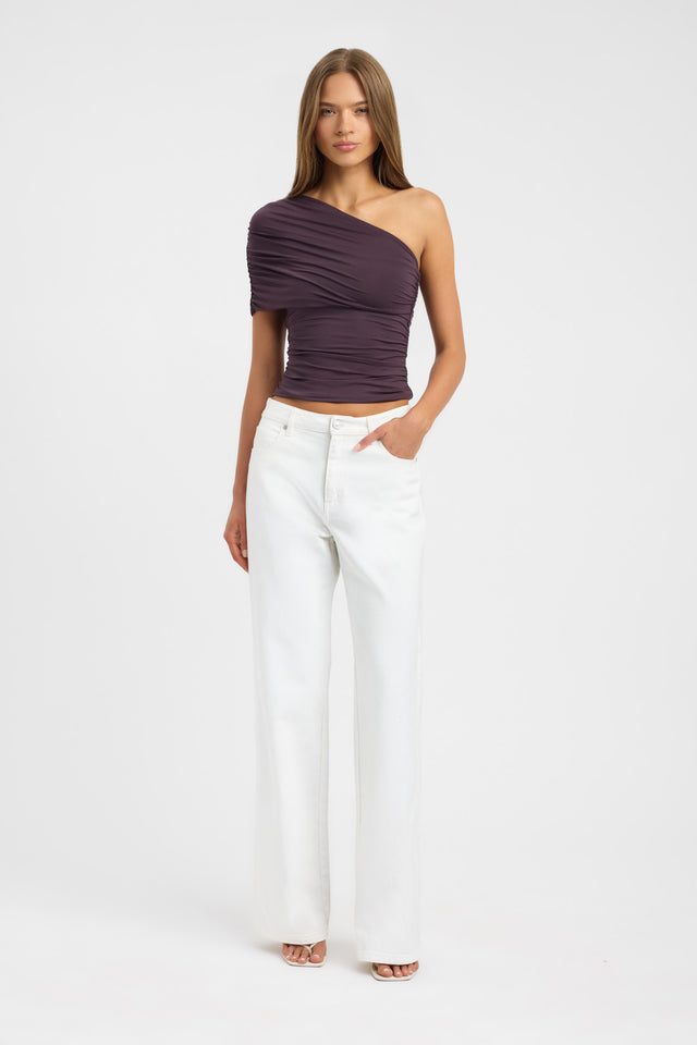 front Solara Top Kookai Fitted Highneck Short sleeves Womens-Blouse 