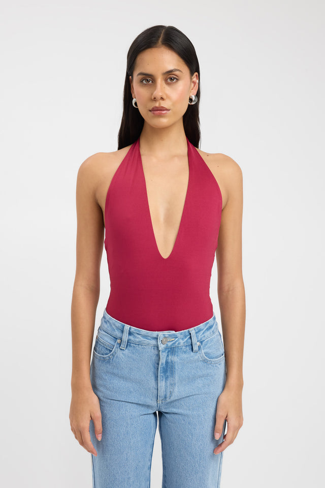 front Bianca Bodysuit Kookai Fitted Plungeneck Sleeveless Womens-Blouse 