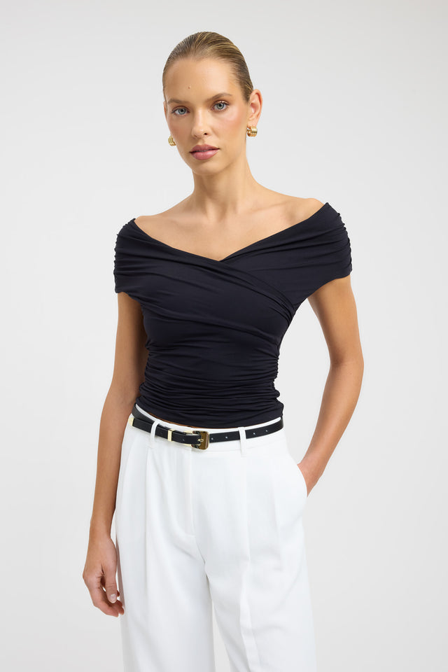 front Addison Top Kookai Fitted V-neck Short sleeves Womens-Blouse 