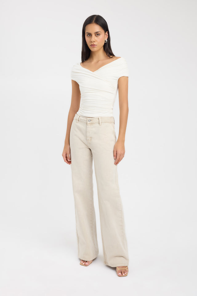 side Addison Top Kookai Fitted V-neck Short sleeves Womens-Blouse 