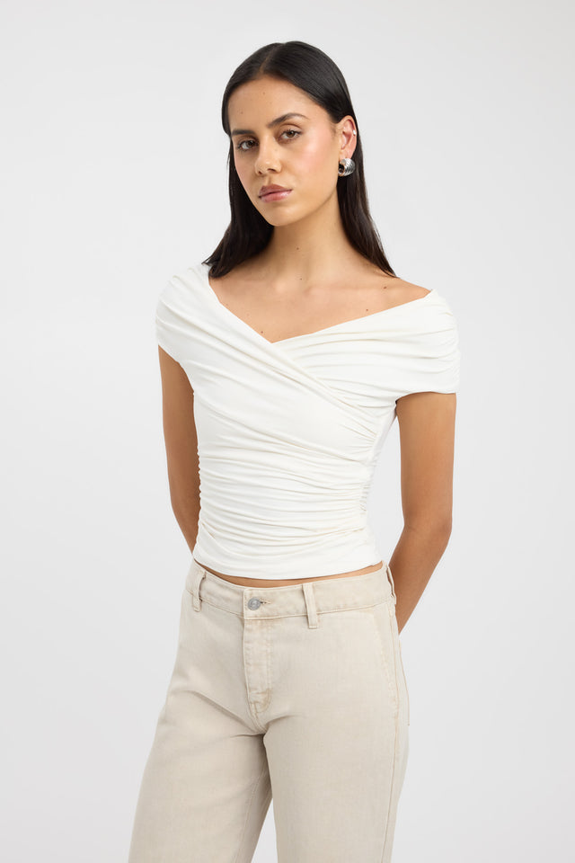 front Addison Top Kookai Fitted V-neck Short sleeves Womens-Blouse 