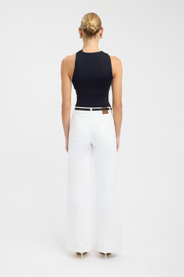 back Talissa Top Kookai Fitted Asymmetry Sleeveless Womens-Blouse 