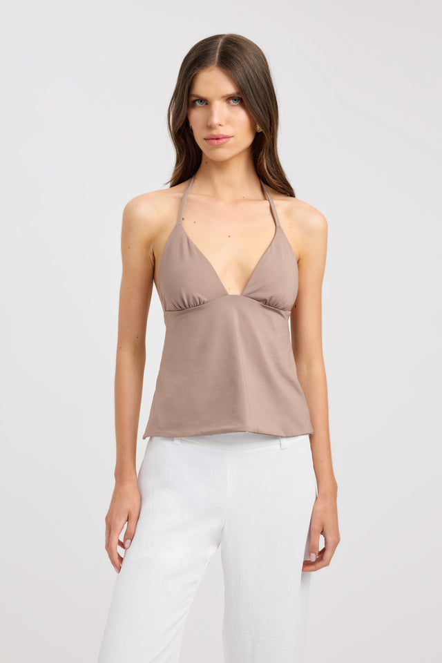 front Haven Top Kookai Fitted Plungeneck Sleeveless Womens-Blouse 