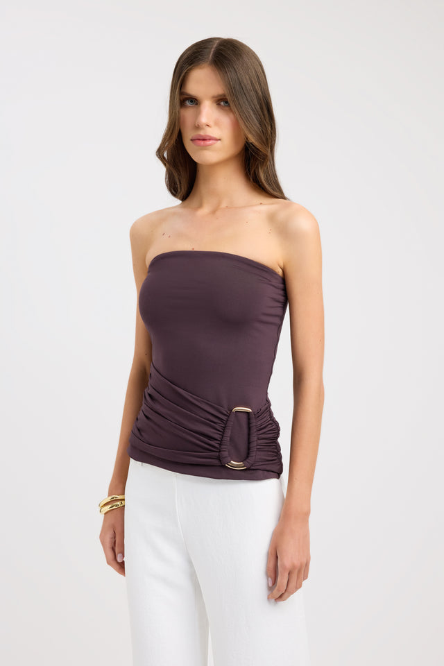 front Torin Trim Top Kookai Fitted Straight Sleeveless Womens-Blouse 