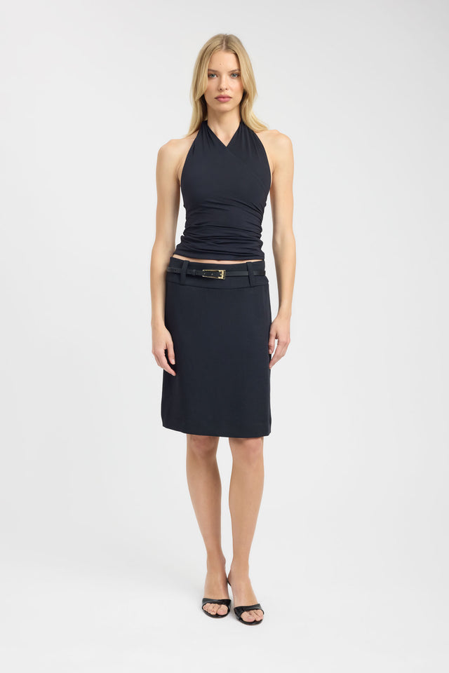 front Alexia Top Kookai Fitted Cowlneck Sleeveless Womens-Blouse 