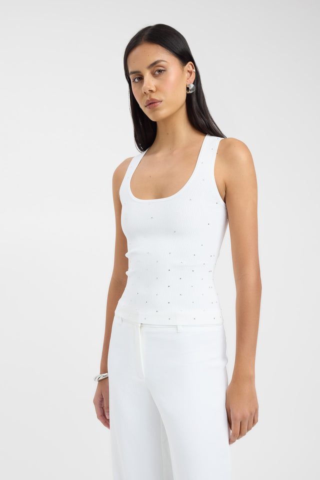 side Riviera Top Kookai Fitted Scoopneck Sleeveless Womens-Blouse 