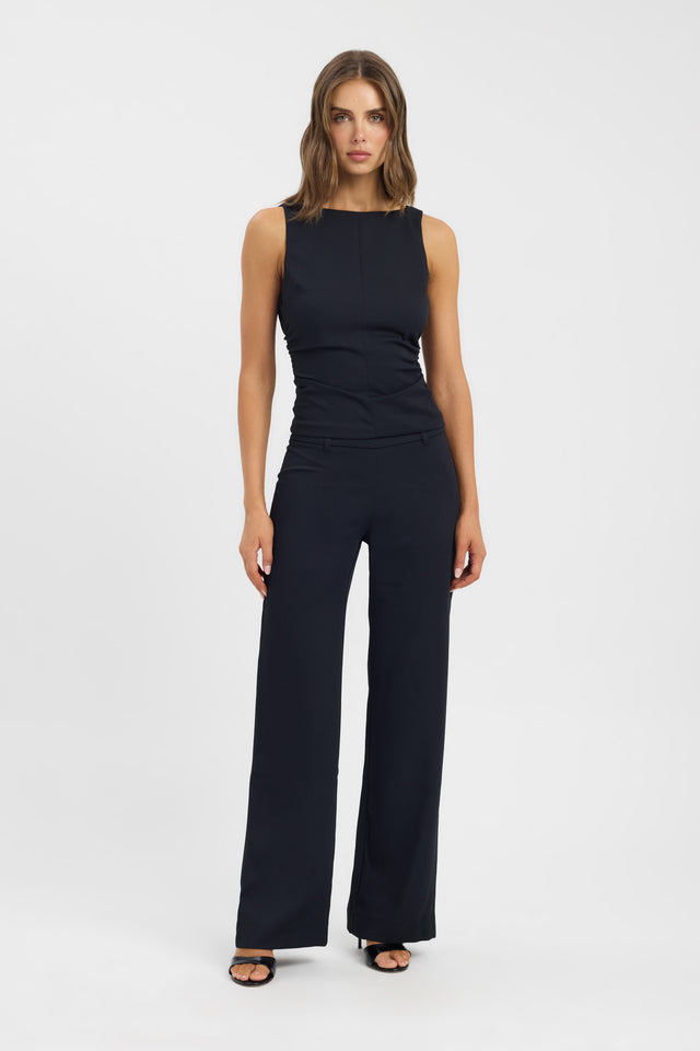 side Oyster Boat Neck Top Kookai Fitted Boatneck Sleeveless Womens-Blouse 