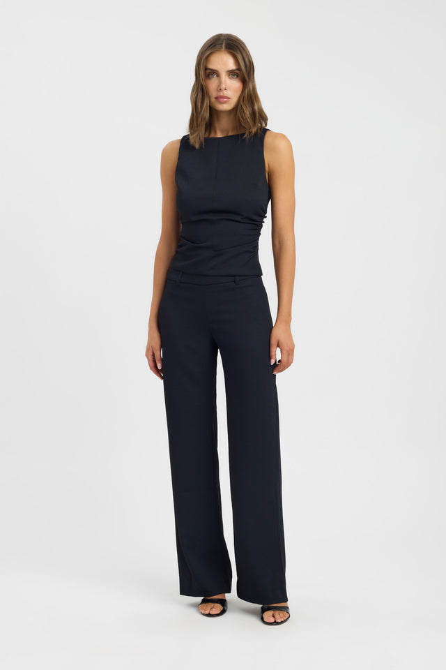 front Oyster Boat Neck Top Kookai Fitted Boatneck Sleeveless Womens-Blouse 