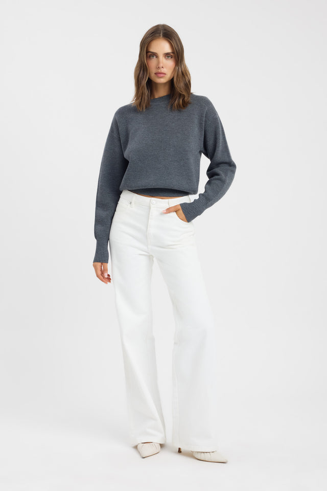 front Dalton Crew Jumper Kookai Relaxed Highneck Long sleeve Womens-Blouse 