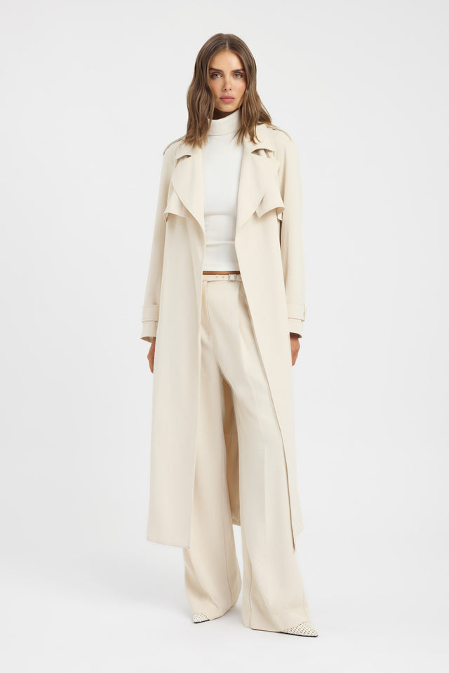 front Opal Trench Coat Kookai Long sleeve Trench-coat Full length womens-coats-and-jackets 