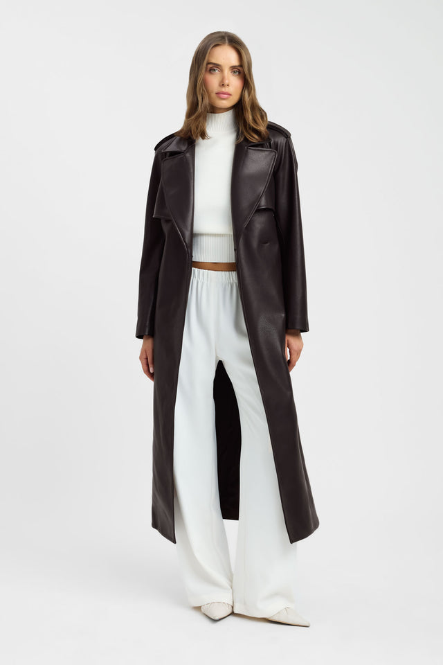 Showcasing the Heavy Phoenix Tied Trench womens coats and jackets with full sleeves in black side