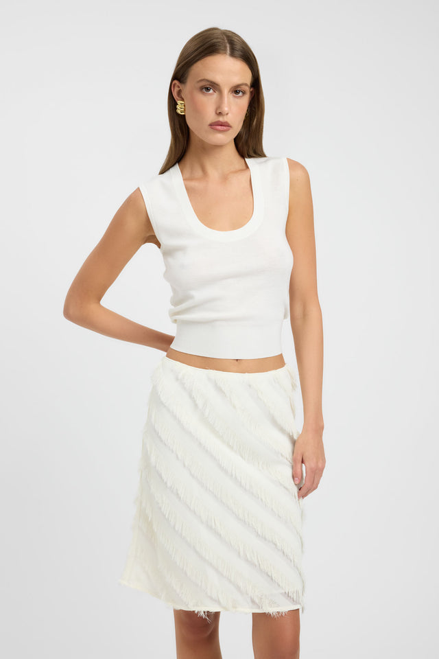 Crafted with the Jackson Scoop Tank womens-singlets featuring fitted design, thick straps, and scoop neckline in white detail